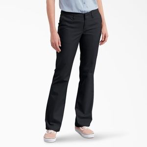Dickies Women's Flat Front Stretch Twill Pant Slim Fit Bootcut Black Size 4 Long